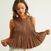 BUTTON FRONT SLEEVELESS TOP