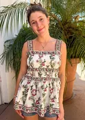 Cream Multi Smock Tank Tunic