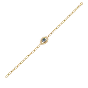 Azura Gold & Diamond Blue Open Eye Bracelet