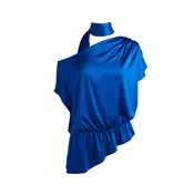 Alice + Olivia - Mitsuko Draped One Shoulder Asymm Blouse W scarf Royal