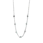 7 Stone Chain Necklace, Marble Bead, Silver
