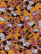 Bronze/Blush Pink/Black/White 100% Rayon Floral Print Challis 56W