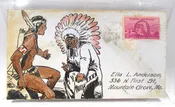 Antique 1945 Hand Painted Envelope Native Americans by P.L.C. Shelby, NC PC-708