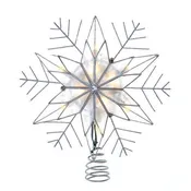 10" 10-Light LED Silver Capiz & Wire Snowflakes Treetop