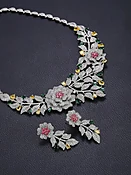 Floral Cubic Zirconia Necklace &amp;amp; Earrings Set