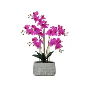 27" Purple Orchid Arrangement in a Grey Stonelike Planter | Real Touch Purple Moth Orchids in a Grey Planter by Fiori Sempre