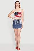 American Flag Fringe Hem Crochet Top