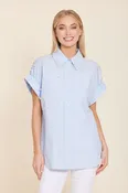 Poplin Pearl Embellished Collar Shirt - Blue — The Secret Ingredient - Indianapolis