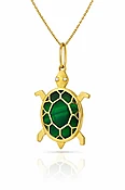 18K Yellow Gold Malachite Turtle Necklace — Throckmorton Watches & Jewlery