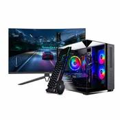 Skytech Crystal w/27" Monitor Desktop Gaming Bundle | AMD Ryzen 5 - 16GB RAM - 1TB - Black