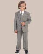 5-Piece Boy’s 2-Button Dress Suit Tuxedo – Light Gray