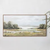 Wood Framed Canvas Wall Decor with Landscape