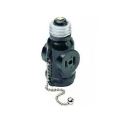 007-1406 Black 2 Outlet Lamp Socket &amp; Pull Chain