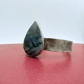 Eclipse Cuff: Labradorite and Torch Textured Silver — Wings Jewelry & Gifts