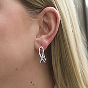 0.12 carat Round Brilliant Cut Diamond Crossover Drop Earrings in White Gold