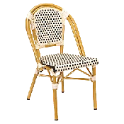 Aluminum Bamboo Patio Chair with Black and Cream Rattan