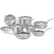 Cuisinart MCP-12N Multiclad Pro Stainless Steel 12-Piece Cookware Set + Cuisinart Stainless Steel Mixing Bowls with Lids