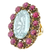 #15958 - Alchemy Collection Stunning Garnet and Aquamarine Bohemian Ring