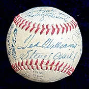 1950 Boston Red Sox Team Signed (23) Official American League Baseball. Ted Williams, Bobby Doerr. — The Bullpen Sports Collectibles