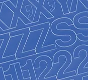 1″ Blue Medium (Helvetica) Vinyl Letters/Numbers Set