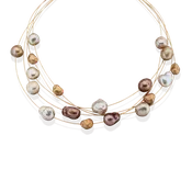 Golden Brown South Sea Pearl Cascade Necklace in 18K Yellow Gold