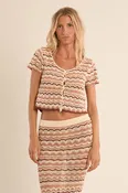 *FINAL SALE* Cropped Crochet Button Front Short Sleeve Top