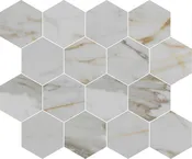 Alustra Imperial Gold Calacatta Hexagon Matte Mosaic