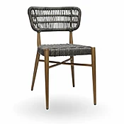 Metal Colored Terylene Chair - Faux Wood Walnut Brown