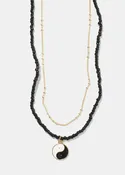 2 Layered Yin Yang Beaded Necklace