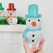 Blown Glass Snowman - Blue Scarf Small