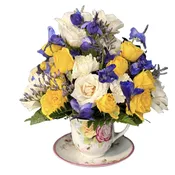 Flowers on tea cup
