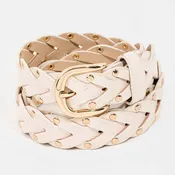 Cream Braided Vegan Leather Belt