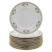 10 Elegant Antique English Dessert or Salad Plates, Hand Painted