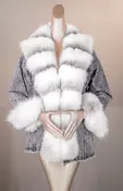 Arctic Marble Cross Fox Denim Jacket