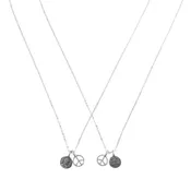Friendship Necklace with 2 Petite Penny and Peace Sign Necklaces in White Bronze