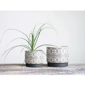 8.75" Stoneware Planter - Black and White