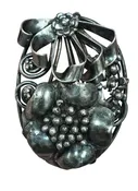 1940's S Design Hobe Sterling Silver Floral Swirl Stem Bouquet Oval Pin Brooch