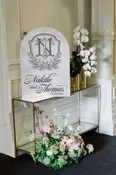 Marble Acrylic Welcome Sign, Monogram or Crest,36 Inches Tall Arched top, Minimalist Modern