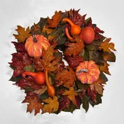 Deep Orange & Forest Green Pumpkin Wreath - (Was $120) SALE PRICE $85 — Village Green Flowers & Gifts