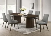 Holt Espresso 7 Piece Oval Dining Set with 6 Upholstered Side Chairs