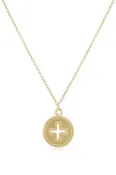 16" Necklace Gold - Signature Cross Gold Disc | enewton