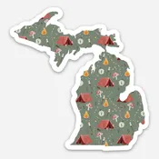 Michigan Camping Art Sticker
