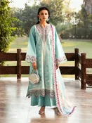 Aqua Lawn Intricate Embroidered Elegant Festive Wear