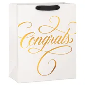 13" Congrats Calligraphy On Cream Large Gift Bag
