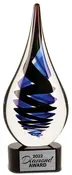11 1/4" Black Twist Raindrop Art Glass