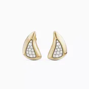 Crescent Earrings in 18K Gold and Platinum with Diamond Pavé | Bixlers®