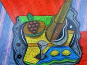 Still Life with Guitar and Lemons by Steve McElroy