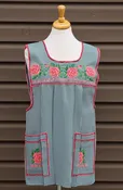Green Gingham Cross-Stitch Embroidered Apron