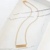 16" Paperclip Chain with Rhinestone Bar in gold by Virtue