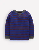 Cosy Textured Raglan-Bright Blue / Chocolate Brown